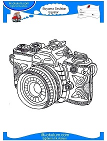 Çocuklar İçin Fotoğraf-Makinesi Boyama Sayfaları 